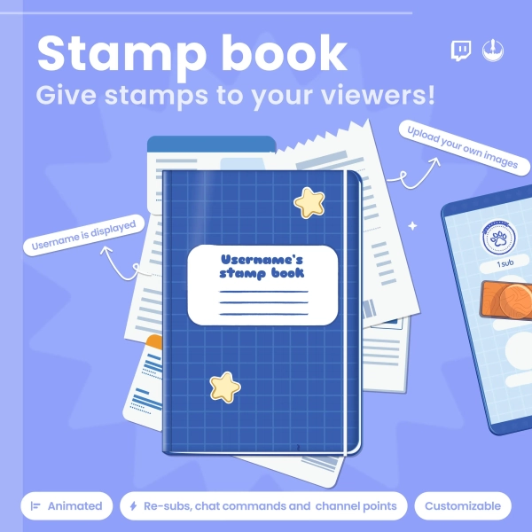 Stamp Book Twitch Widget – Animated Viewer Reward 