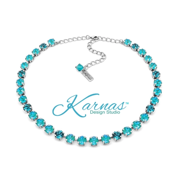 BLUE NILE & ZIRCON 8mm Charm Necklace *K.D.S. Premium Crystal *Choose Your Finish *Karnas Design Studio™ *