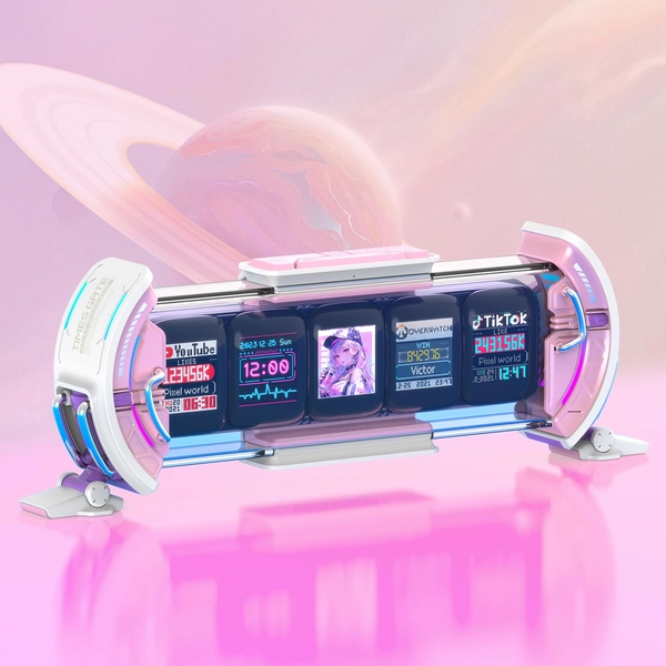 Divoom Times Gate Pixel WiFi-konstdisplay - Smart RGB digital klocka med app-kontroll för spelrum, kontorsdekoration, högupplöst färgskärm