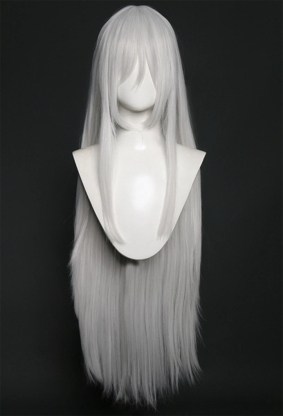 Sister Nun Cosplay Wig Silver White Long Straight Wig with Bangs