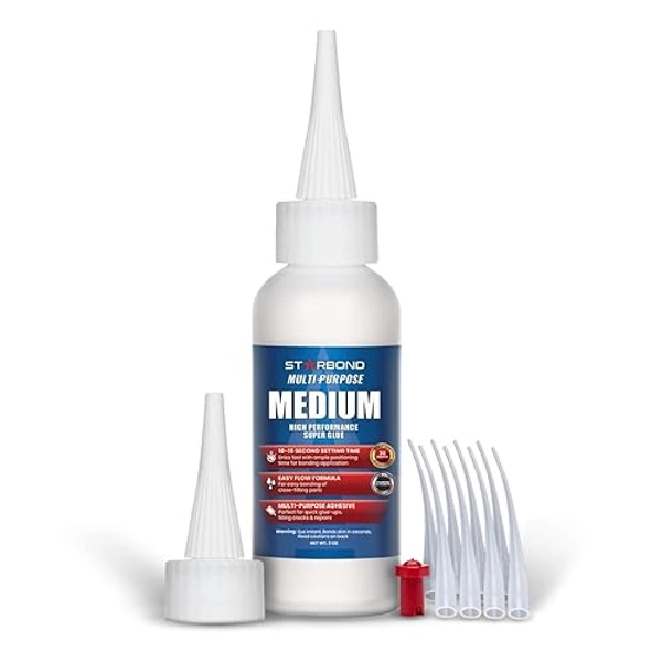 Starbond 2 oz. Medium CA Glue (Premium Cyanoacrylate Super Glue) for Quick Glue-ups, Woodworking, Woodturning, Hobby Models
