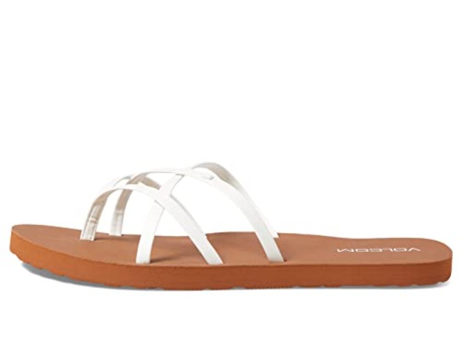 Volcom Women's New School Flip Flop Sandal - 7 - White - New