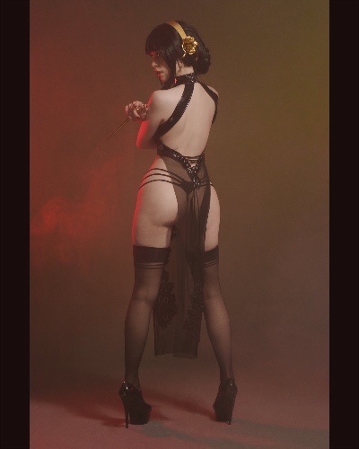 Premium: "Smoky Princess" Cheongsam Dress - Black Smoke / L