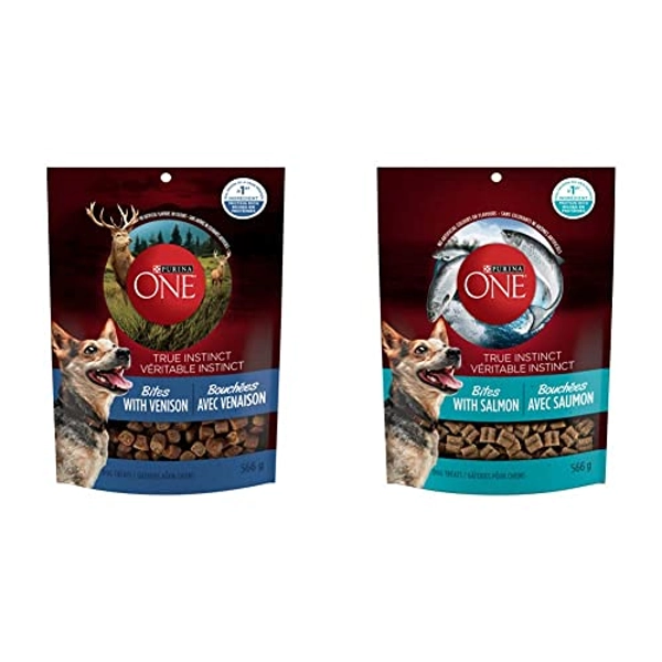 Purina ONE True Instinct Bites with Venison + Real Salmon Natural Dog Treats Bundle