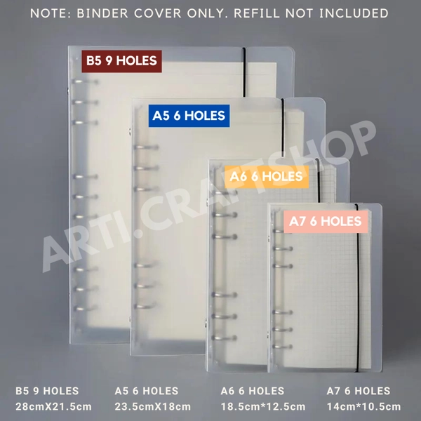 Artattack A5 (6 Holes) Frosted PP Binder Cover w/ Rope