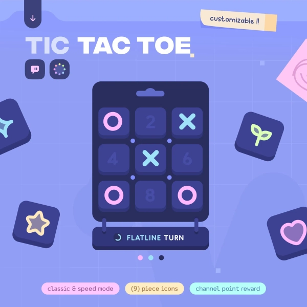 Tic Tac Toe Widget ⟢ Classic & Speed Mode • (9) Piece Icons • Channel Points • Fully Customizable // Twitch Streamers ⋮ Streamelements OBS by sayonani (@sayonani)
