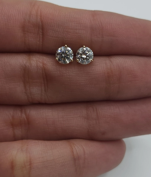 1 Ct Diamond Earrings, 14Kt Gold Lab Grown Diamond Earrings, Gold Diamond Earrings, 3 Prong Diamond Studs