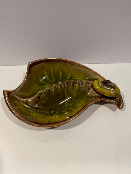 Vintage Retro Green Ashtray California Original U.S.A. Ceramic Pottery With Working Lighter One of A Kind S444 Cal original Bachelor party