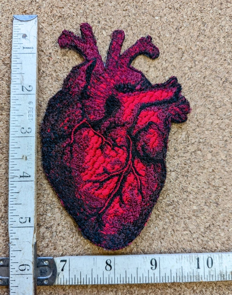 Small Iron on Embroidered Realistic Heart Patch