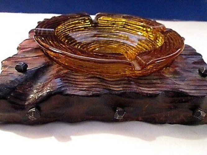 VINTAGE 1960's GOTH MEDIEVAL MOTIF Ashtray METAL STUDS + FIRE KING SORENO Glass  | eBay