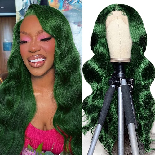 Green Lace Front Wigs Human Hair Body Wave 13x4 HD Lace Frontal Wig Pre Plucked with Baby Hair Dark Green Brazilian Lace Front Human Hair Wigs for Women Glueless 150% Density Green Colored (18 Inch, 13x4 Body Wave Lace Front Wig) - 18 Inch - 13x4 Green Lace Front Wig Human Hair