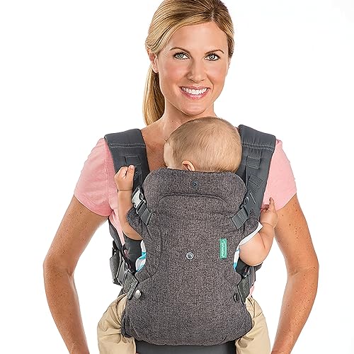 Infantino Flip Advanced 4-in-1 Carrier - Ergonomic, convertible, face-in and face-out front and back carry for newborns and older babies 8-32 lbs - Grey