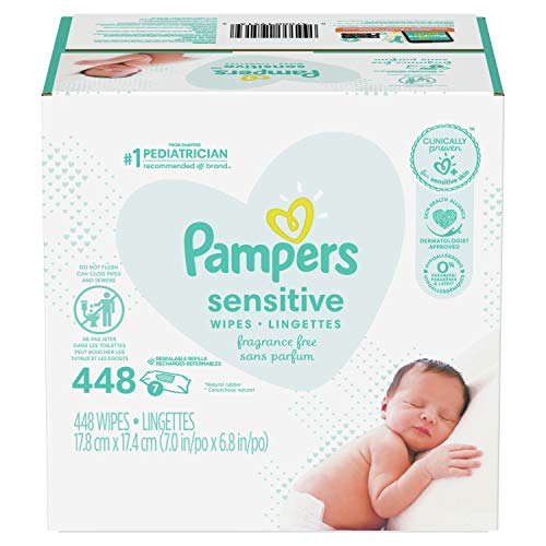 Pampers Baby Wipes Sensitive Perfume Free 7X Refill Packs (Tub Not Included) 448 Count - 448