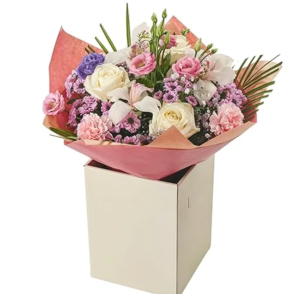 Elegant Orchid and Rose Bouquet Fresh Flower Delivered Tomorrow with White Orchids, Pink Carnations, and Roses Seasonal Handcrafted Floral Arrangement Delivery Birthdays, Anniversaries, Mother's Day