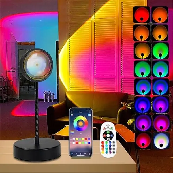 QUIGO Sunset Lamp Projection Led Lights for Bedroom Night Light Sun Sunrise Sunlight Lamp Mood Light 10W Lamps Room Decor Gifts for Women - APP& Remote Conotrol Sunset Lamp