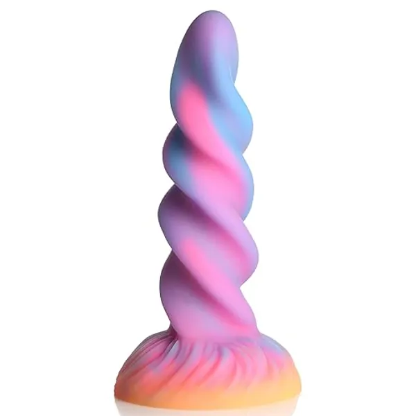 CREATURE COCKS Glow-in-The-Dark Unicorn Silicone Dildo for Men, Women & Couples. Firm and Flexible, Suction Base, Fantasy Dildo, Unique Texture. Premium Phthalate-Free & Body-Safe Silicone. 1 Piece.