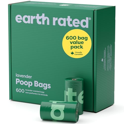 Earth Rated Dog Poop Bags Value Pack - Leak-Proof and Extra-Thick Pet Waste Bags for Big and Small Dogs - Refill Rolls - Lavender Scented - 600 Count - 600 Bags - Lavender