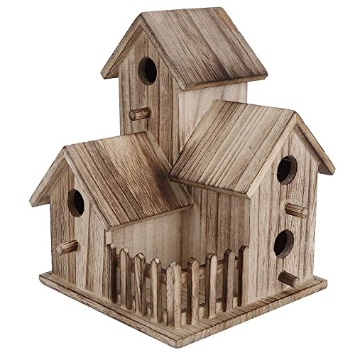 Bird House for Outside, 3 Layer Wooden Garden Hanging Birdhouse Outdoor Nesting Breeding Box for Patio Country Cottages Decor