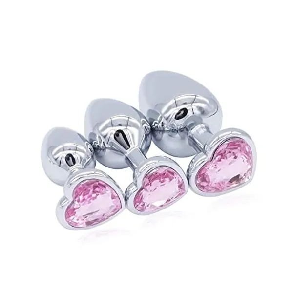 
                            3Pcs/Set Stainless Steel Trainer Kit Beginner Set for Women and Men, Jewerly Design Fetish Heart Metal Anal Butt Plug for Sex, Large Medium Small Stimulation Sex Toy for Unisex Masturbation (Pink)
                        
