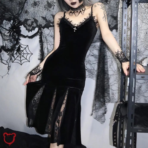 Elegant Black Evening Dress - Black / S