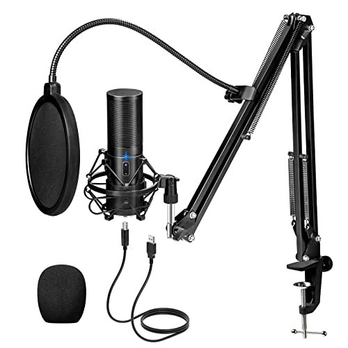 TONOR USB Gaming Microphone, PC Streaming Mic Kit for PS4/5/Discord/Twitch Gamer, Condenser Studio Cardioid Microfono for Podcasting, Recording, Content Creation, Singing with Adjustable Arm Stand Q9 - Q9