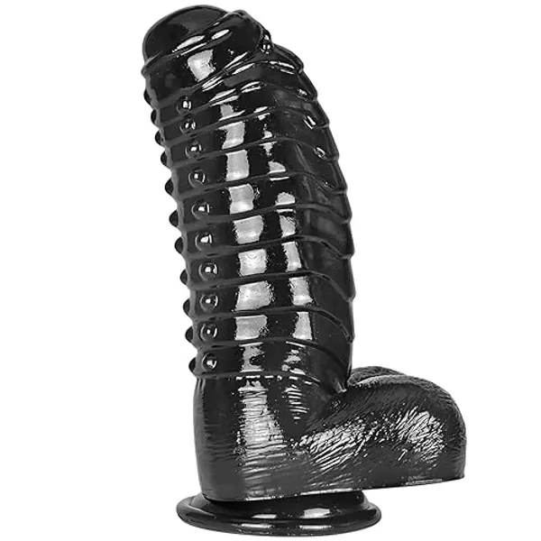 Taoheo Realistic Dildo Dildo with Suction Cup 11.8''X3.94'' Black, 11.8 Inch
