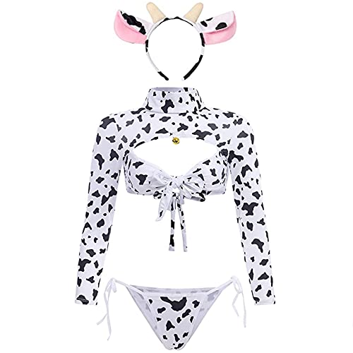 Sexy Cow Cosplay Lingerie Naughty Maid Costume Kawaii Anime Bikini Japanese Bra and Panty Set Lolita Underwear Outfit