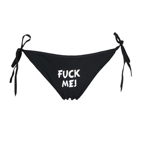 F*ck Me Knickers Letters Printed Cute Sexy Naughty Ladies Underwear - Women's Panties Black