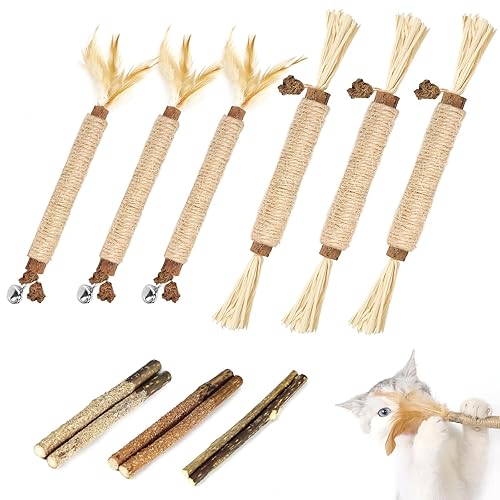 Tocirelo Cat Toys for Indoor Cats - Silvervine Sticks for Cats, 12 PCS Cat Chew Toys for Teeth Cleaning, Dental Catnip Sticks for Cats - 12-pack