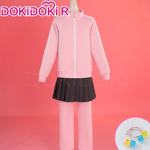 【In Stock】【Size S-2XL】Dokidoki-R Anime Bocchi The Rock! Cosplay Gotou Hitori Costume Pink Sports Wear Grey Skirt | Costume Only-L-In Stock