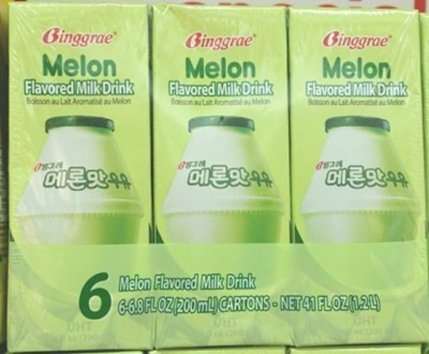 Binggrae Melon Flavored Milk Drink 200ml 6-Pack Net 41 Fl Oz by Binggrae