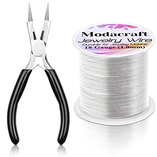 18 Gauge Silver Jewelry Wire with 4 in 1 Plier modacraft 65FT Christmas Ornaments Crafts Wire 1 MM Tarnish Resistant Copper​Beading Wire for Jewelry Making Supplies Indoor Christmas Decorations - 18 Gauge