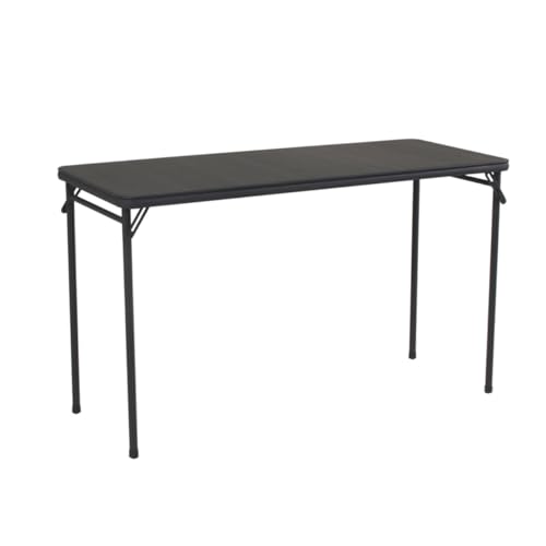 COSCO 20" x 48" Vinyl Top Folding Table, Black - Black