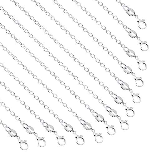 SANNIX 50 Pack Necklace Chains Bulk Silver Plated Necklace Chain Silver Chain Necklaces for DIY Jewelry Making Supplies, 1.2mm 18 Inches - Silver - 18 Inch