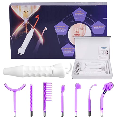 High Frequency Face Wand, Yofuly Portable High Frequency Facial Machine with 7 Purple Electrodes, Skin Tightening Machine for Facial Beauty, Face Device for Wrinkle Removal, Anti-Acne