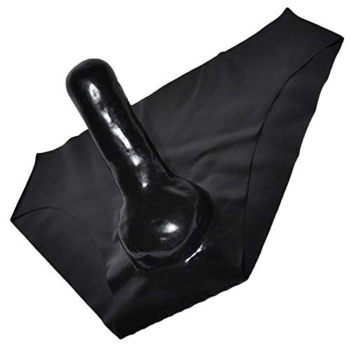 Lequida Latex Rubber Pants With Built-In Condom Cock and Ball Sheath (one size) Black