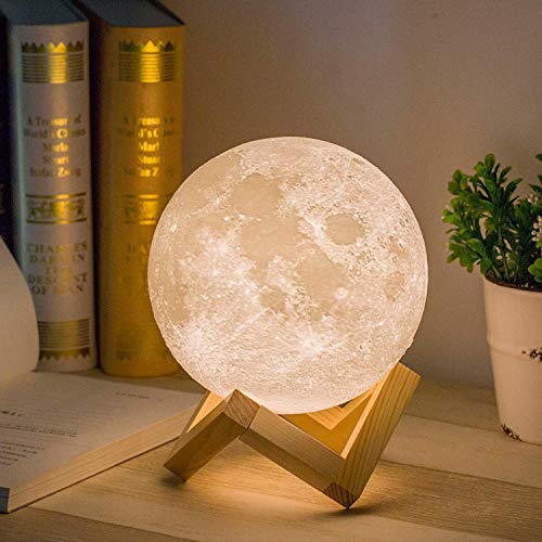 3D Moon Lamp: Mood Lighting - White & Yellow