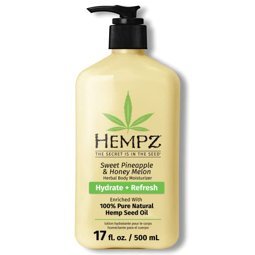 Hempz Sweet Pineapple & Honey Melon Moisturizing Skin Lotion, Natural Hemp Seed Herbal Body Moisturizer with Jojoba, Natural Extracts, Vitamin A and E, 17 oz - 500 ml (Pack of 1) - Lotion