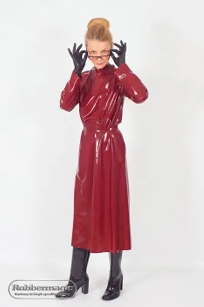 Latex-Rückenschlusskittel mit Gürtel und Optionen