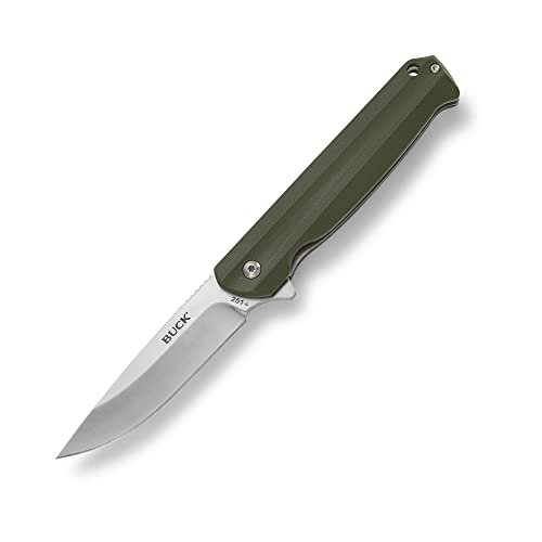 Buck Knives 251 Langford Folding Ball Bearing Flipper Liner Lock Pocket Knife with Removable Clip (Green) - Green