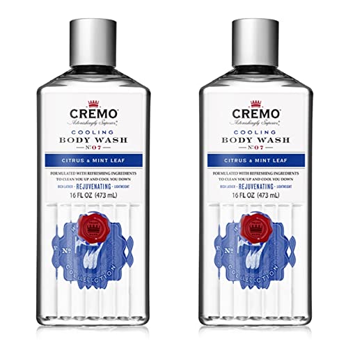 Cremo Rich-Lathering Cooling Citrus and Mint Leaf Body Wash, Crisp, Refreshing Scent with A Lively Blend of Peppermint, 16 Fl Oz (2-Pack) - Citrus & Mint Leaf - 16 Fl Oz (Pack of 2)