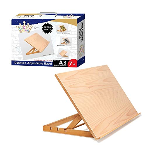Lucky Crown US Art Adjustable Wood Desk Table -Light Weight, Easel with Strong Support