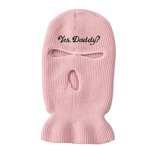 3 Hole Ski Mask Yes Daddy Full Face Balaclava Winter Warmer Outdoor Sports Thermal for Men Women - One Size - Pink