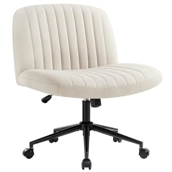 IWMH Silla de Oficina sin Brazos,Silla de Tocador Giratoria con Ruedas,Altura Ajustable Silla de Escritorio con Acolchado de Tela,Silla Tapizada con Respaldo Medio,para Casa, Oficina,Dormitorio