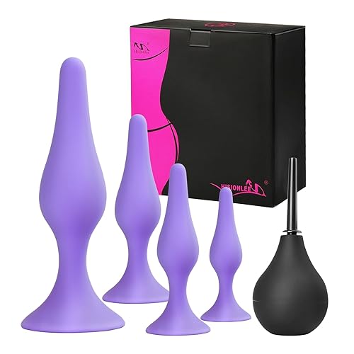 Anal Plug Sex Toys,HISIONLEE 5PCS Sex Anal Toys Silicone Butt Plug Training Kit for Adult Sex Toys & Games Women Male and Beginners (Purple) - Purple