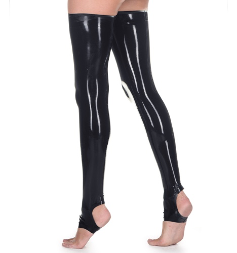 Black Latex Stirrup Stockings