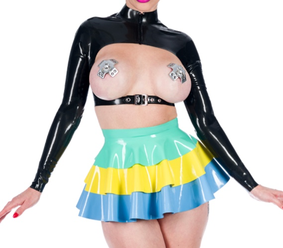 Black latex long-sleeve bolero