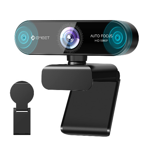 EMEET 1080P Webcam mit 2 Mikrofon - NOVA Full HD Webcam mit Autofokus, Streaming Webkamera mit Low-Light Korrektur, 96 ° Sichtfeld, Plug & Play, 360 °Drehung, für Skype, Zoom, Konferenzen, Streaming - nova