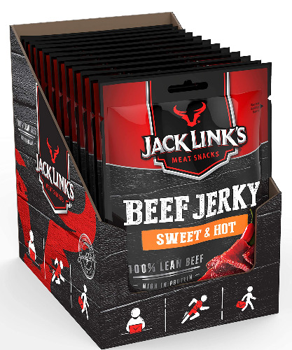 Jack Links Beef Jerky Mixed Case 25g - 12er Pack (12 x 25 g) - Proteinreiches Trockenfleisch vom Rind - Getrocknetes High Protein Dörrfleisch - in 3 Varianten - Mixed Case Single