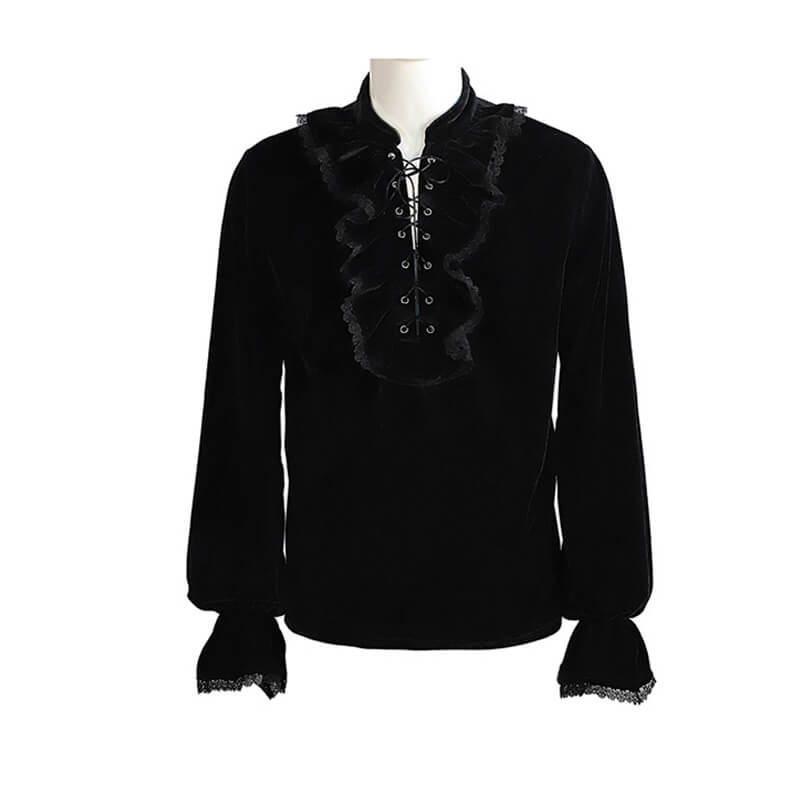 Vintage Medieval Count Polyester Shirt - Black / M (Bust 117 cm)